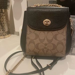 Coach mini backpack black and brown new
